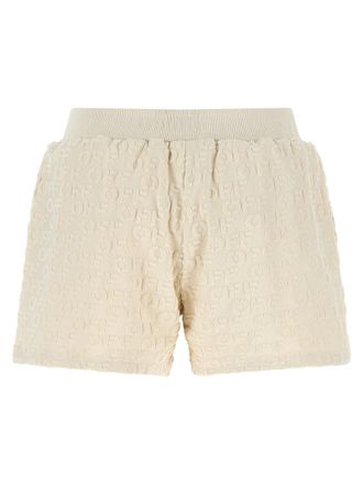 Off-white Embossed Logo Terry Bermuda Shorts - Beige