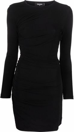 Dsquared2 Fitted Mini Black Ruched Viscose Dress