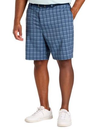 Reebok Big & Tall Plaid Tech Golf Shorts in Vector Navy at Nordstrom, Size 56