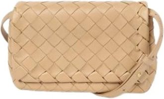 Bottega Veneta Pre-owned Cross Body Bags, female, Beige, Size: ONE SIZE Pre-owned Flap Mini Shoulder Crossbody Bag