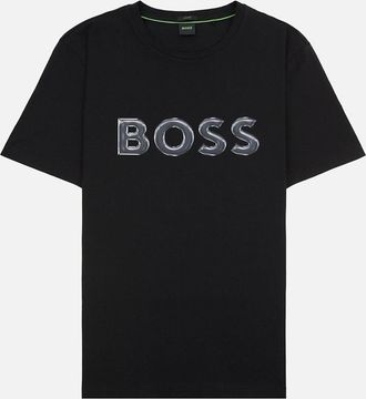 HUGO BOSS Mens Hugo Boss Logo Print Stretch T Shirt Black 001 - Size: 36