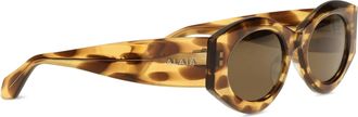 Alaia Womens Oval Sunglasses Brown Acetate Wallets & Purses