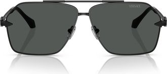 Versace 63mm Pilot Sunglasses in Matte Black at Nordstrom