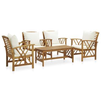 vidaXL Juego Muebles De Jard&iacute;n Y Cojines 5 Piezas Madera Maciza Acacia Vidaxl