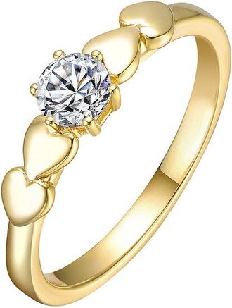 Rachel Glauber 14K Plated Cz Heart Ring