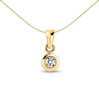 Jewelco London 9ct Gold 0.2ct Diamond Donut Ring Solitaire Pendant - 9P001-020