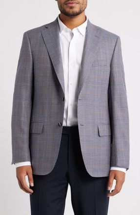 Samuelsohn Regular Fit Delfino Light Blue Glen Check Wool Sport Coat at Nordstrom, Size 50Regular