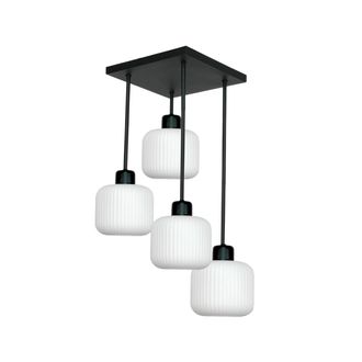 OEM L&aacute;mpara De Techo, Negra Cl&aacute;sica, Pantallas De Cristal, Blanca, 15-453 Sonia