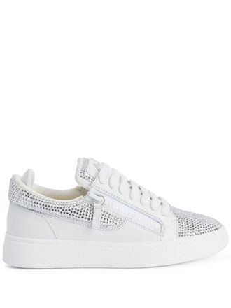 Giuseppe Zanotti GZ94 rhinestone-embellished leather sneakers - White