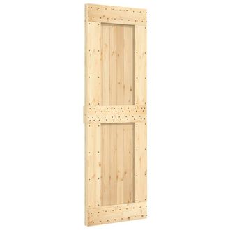 Berkfield Home Sliding Door with Hardware Set 70x210 cm Solid Wood Pine in Brown