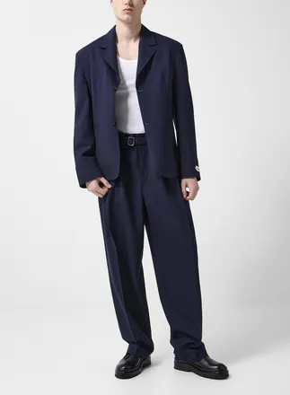 Jacquemus Mens Canevas belted virgin wool pant