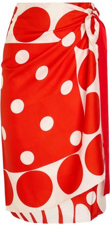Dries Van Noten Scarfy Printed Silk Midi Wrap Skirt - Orange - One Size