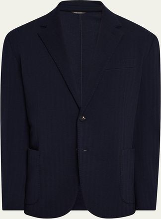 Loro Piana Mens Chevron Wool Sport Coat