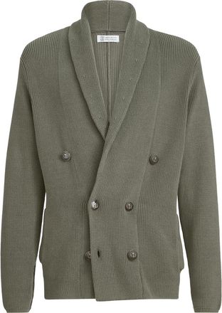 Brunello Cucinelli Cardigan with metal buttons in Khaki at Nordstrom, Size 60 It