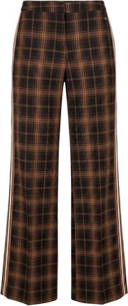 Trussardi Wide-leg Tartan Broek - Dames - Broeken - Bruin - Maat: S Spandex