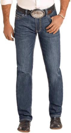 Rock & Roll Cowboy Mens Revolver Slim Jeans In Dark_Vintage