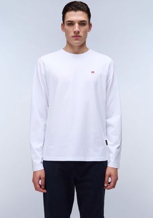 Napapijri Langarmshirt NAPAPIJRI SALIS, Herren, Gr. XXL, weiss (hellwei&szlig;), Obermaterial: 100% Baumwolle, unifarben, Shirts Langarmshirt