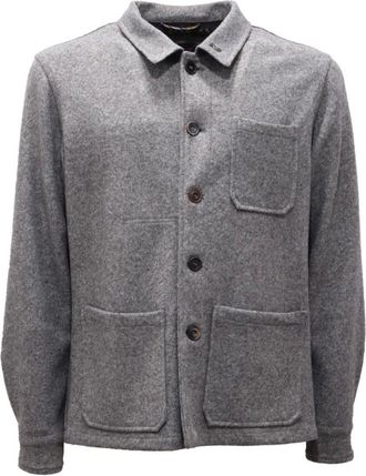 Bob Jassen, Heren, Grijs, L, Wol, Stretchjas Grijs Melange Gemaakt in Italië