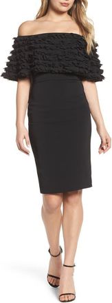 Badgley Mischka Badgley Mischka Off the Shoulder Sheath Dress in Black at Nordstrom, Size 14