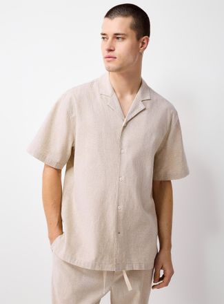 Le 31 Mens Solid lightweight linen shirt Loose fit