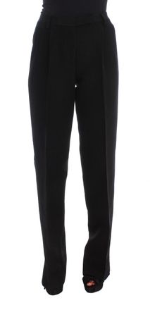 Ermanno Scervino Womens Wide Leg Trousers Sig30408 - Black Silk