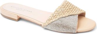 Patricia Green Milan Foldover Crystal Slide Sandal in Natural Raffia at Nordstrom, Size 10