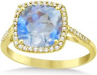 Allurez Cushion-Cut Moonstone & Diamond Cocktail Ring 14k Yellow Gold (3.70ctw)