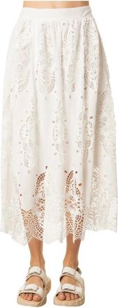 BERENICE Gonna Midi Jizlene - - Skirts - Donna - Bianco - M