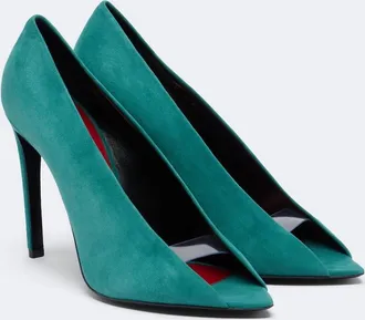 Valentino Garavani VLogo Revele suede peep-toe pumps