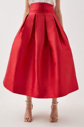 Karen Millen Twill Woven Prom Midi Skirt in Red at Nordstrom, Size 2