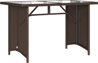 vidaXL Vidaxl - Mesa De Jard&iacute;n Superficie Vidrio Rat&aacute;n Pe Marr&oacute;n 110x68x70 Cm