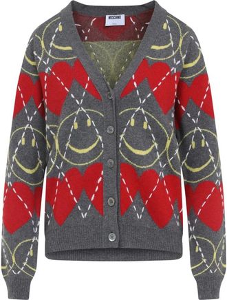 Moschino Grijze Trui Aw 25 Luxe Comfort - Dames - Vesten - Veelkleurig - S - Wol - Truien & Vesten