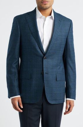 Samuelsohn Milano Regular Fit Green Check Super 130s Wool Sport Coat at Nordstrom, Size 50 Regular
