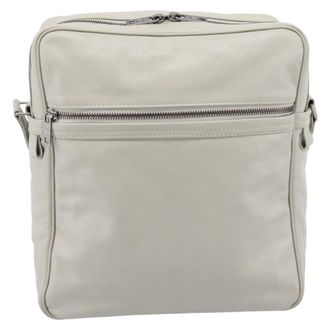 Louis Vuitton Clarkson Messenger Monogram Shadow Leather White Canvas Handbag (Pre-Owned)