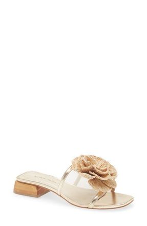 Koko + Palenki Ana Slide Sandal in Gold Light-Raffia Flower at Nordstrom, Size 11Us