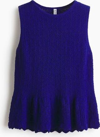 H&M Pointelle-knit Peplum Top in Bright Blue at Nordstrom, Size X-Large