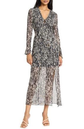 Donna Morgan Long Sleeve Midi Sheath Dress in Cream/Black at Nordstrom Rack, Size 6
