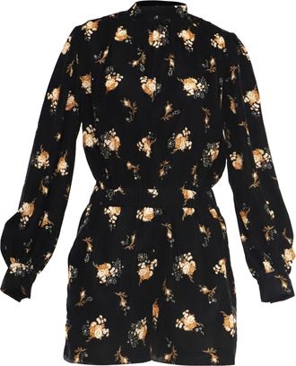 Maje Floral Print Mini Dress in Black Polyester