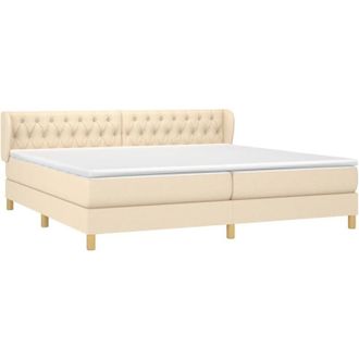 vidaXL Vidaxl - Cama Box Spring Con Colch&oacute;n Tela Color Crema 200x200 Cm
