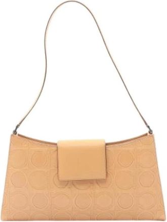 Ferragamo Pre-owned Handbag - Dames - Vintage Handtas - Beige - ONE Size - Leer - Vintage