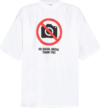 VETEMENTS No Social Media T-shirt - men - Cotton - M - White