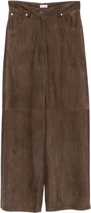 Brunello Cucinelli Suede Wide-leg Trousers