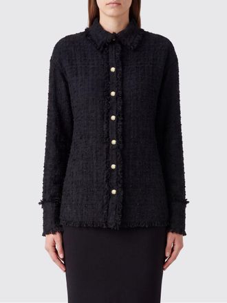 Balmain Giacca a camicia slim fit in tweed di cotone con orlo sfrangiato