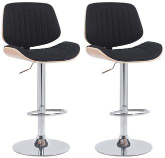 Clp Clp - Lote De 2 Taburetes De Bar Clawson De Tela Natural/negro Cromado