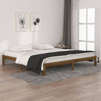 vidaXL Estructura Cama Sin Colch&oacute;n Madera Pino Marr&oacute;n Miel 200x200 Cm Vidaxl