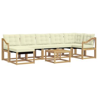 vidaXL Conjunto De Sof&aacute;s De Exterior Con Coj&iacute;n 8 Pcs Blanco Y Crema Vidaxl