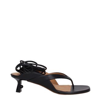 Off-white Womens Wrap Ankle Thong Sandals - Black Leather - Size EU 36