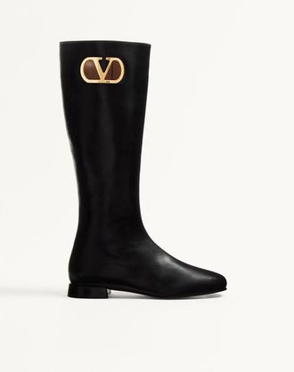 Valentino Garavani Stivale Vlogo Signature In Capretto 20Mm Donna NERO 38.5