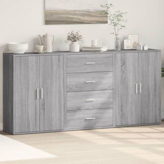 vidaXL Vidaxl - Aparadores 3 Uds Madera De Ingenier&iacute;a Gris Sonoma 60x31x84 Cm