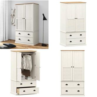 vidaXL Armadio VIGO 90x55x170 cm in Legno Massello di Pino Bianco - Armadio per camera da letto - Armadio in pino